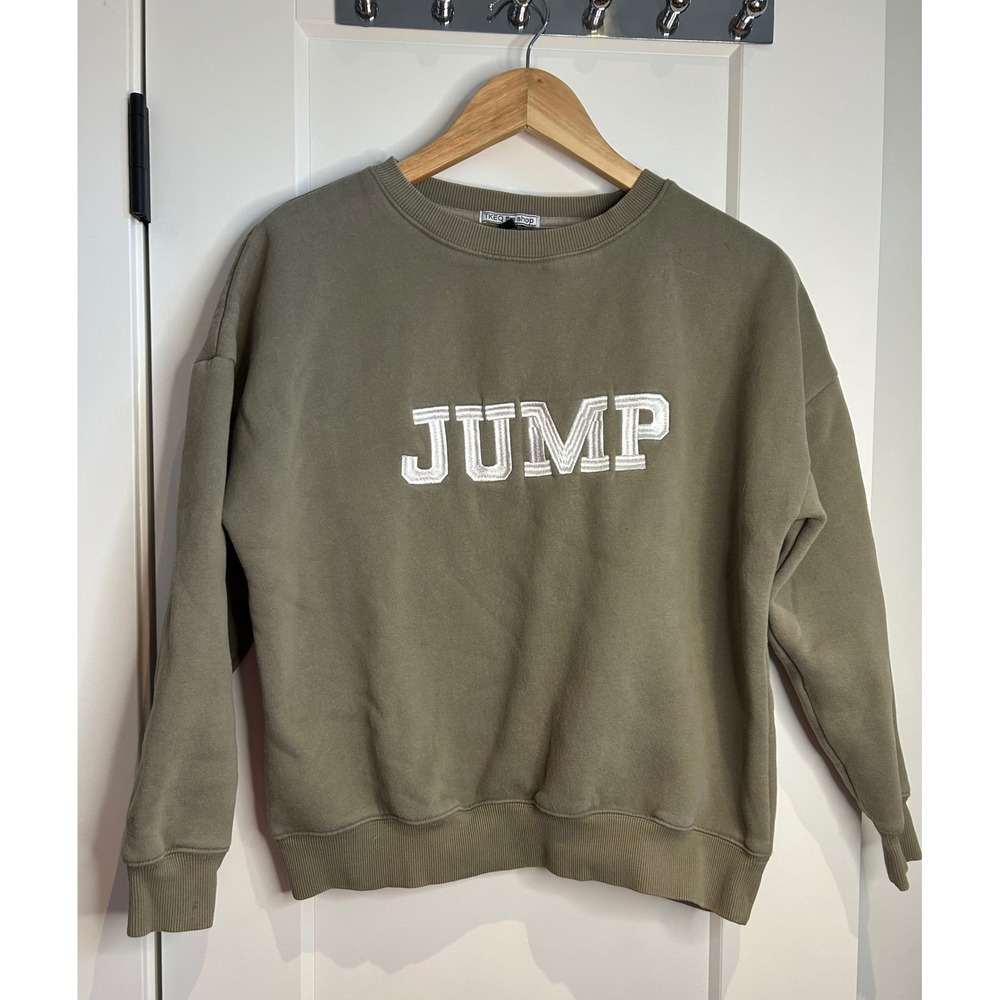 TKEQ the shop Olive Green JUMP Graphic Crewneck Sweatshirt Equestrian‎ XS S